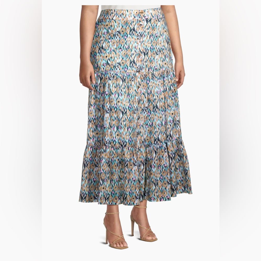 NWT NIC+ZOE Up Beat Ikat Tiered Maxi Skirt size PL Still available at Saks Fifth - Picture 6 of 13